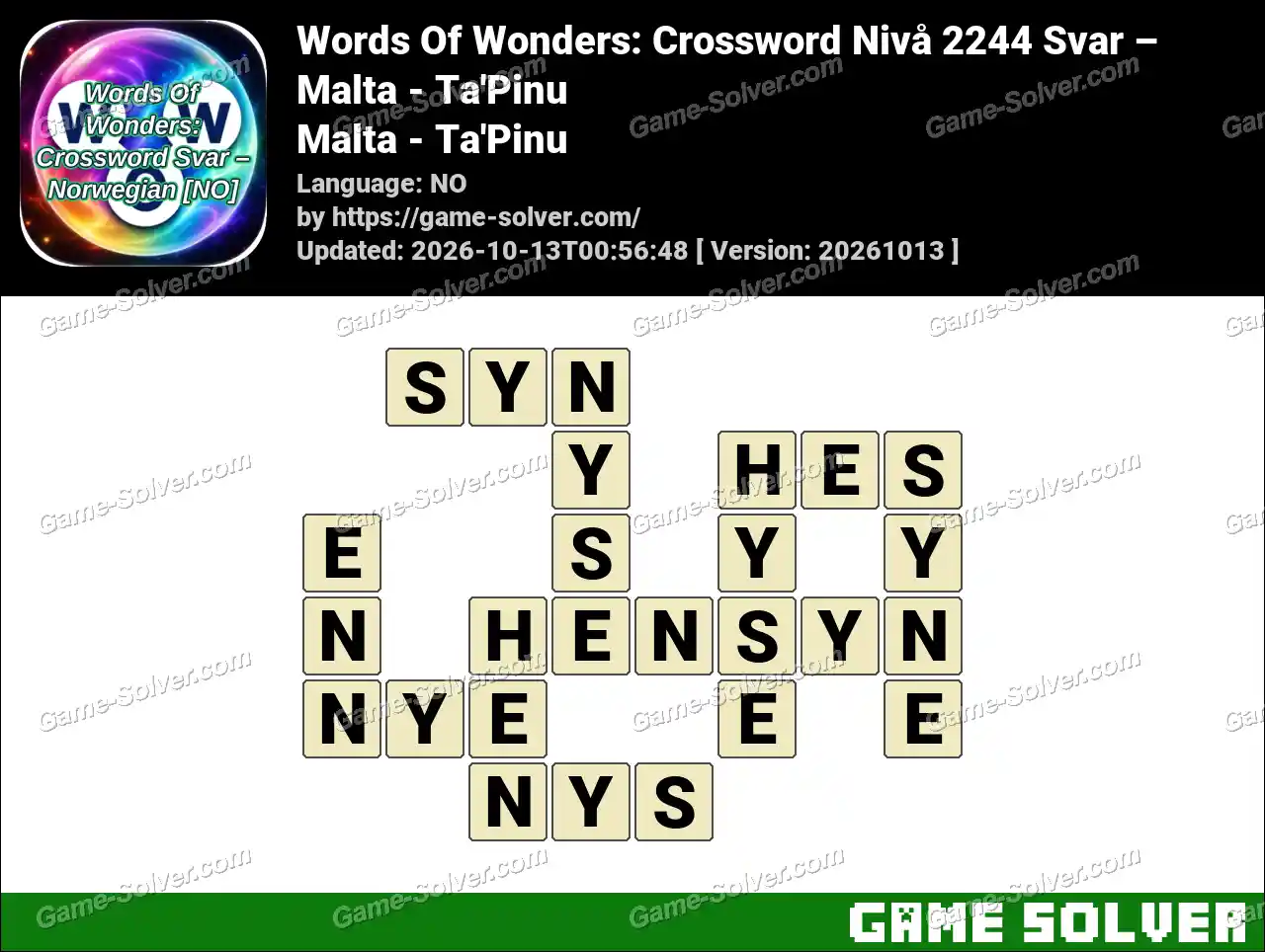 Words Of Wonders: Crossword Nivå 2244 Svar – Malta – Ta’Pinu
